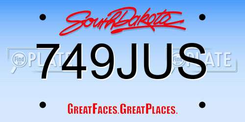 749JUS South Dakota License Plate