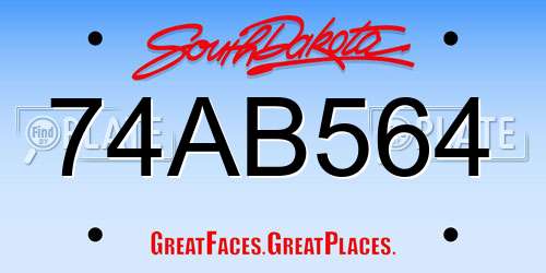 74AB564 South Dakota License Plate