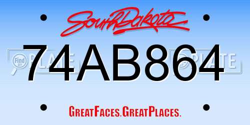 74AB864 South Dakota License Plate
