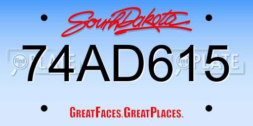 74AD615 South Dakota License Plate