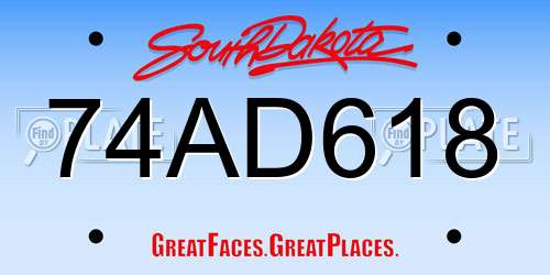 74AD618 South Dakota License Plate