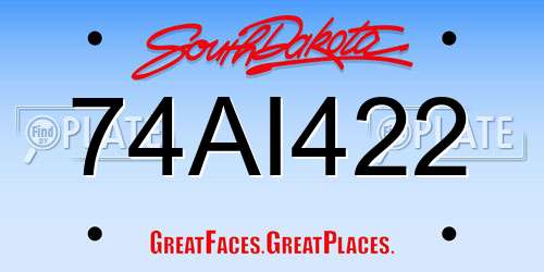74AI422 South Dakota License Plate