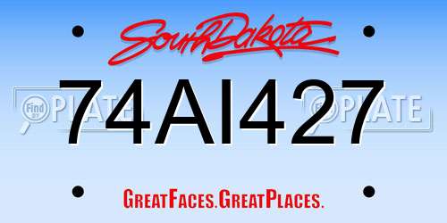74AI427 South Dakota License Plate