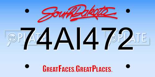 74AI472 South Dakota License Plate