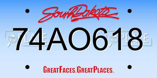 74AO618 South Dakota License Plate