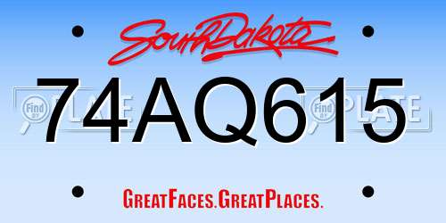 74AQ615 South Dakota License Plate