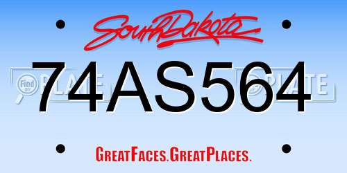 74AS564 South Dakota License Plate