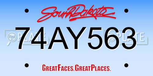 74AY563 South Dakota License Plate