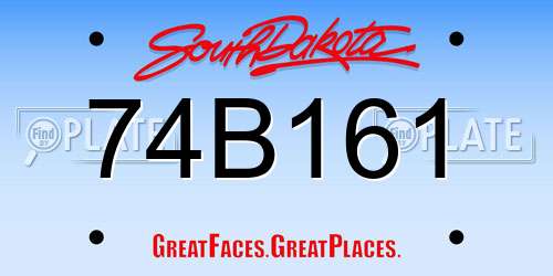 74B161 South Dakota License Plate