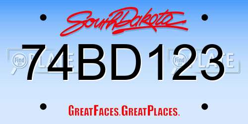 74BD123 South Dakota License Plate