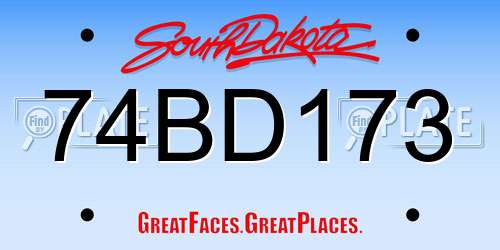 74BD173 South Dakota License Plate