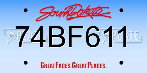 74BF611 South Dakota License Plate