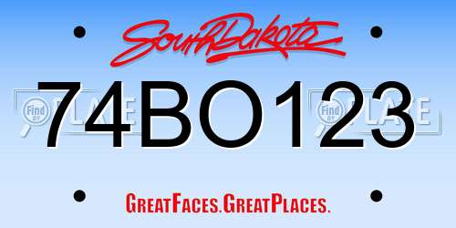74BO123 South Dakota License Plate