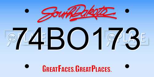 74BO173 South Dakota License Plate
