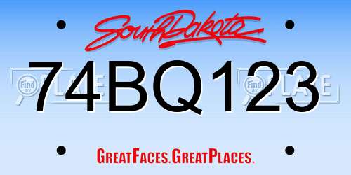 74BQ123 South Dakota License Plate