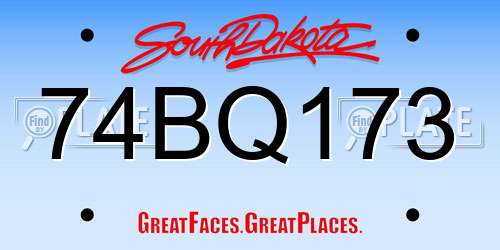 74BQ173 South Dakota License Plate
