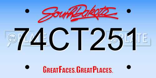74CT251 South Dakota License Plate