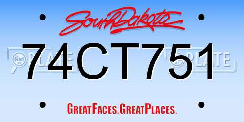 74CT751 South Dakota License Plate