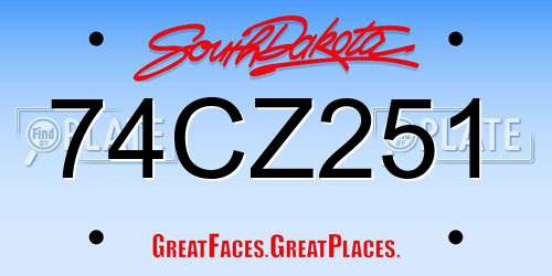 74CZ251 South Dakota License Plate