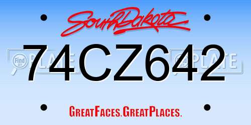 74CZ642 South Dakota License Plate