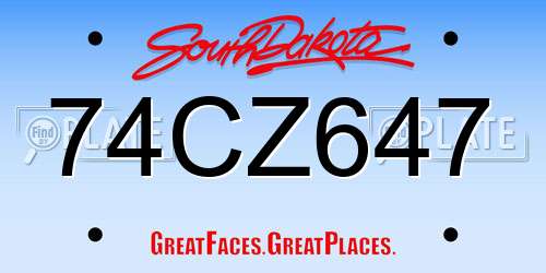 74CZ647 South Dakota License Plate