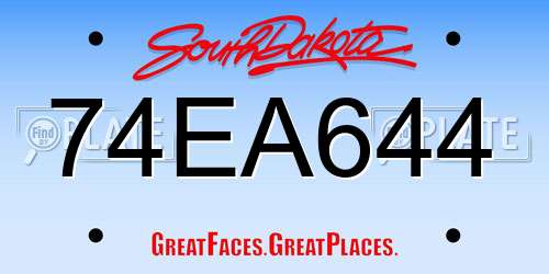 74EA644 South Dakota License Plate