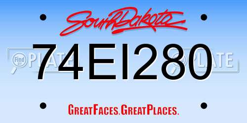 74EI280 South Dakota License Plate
