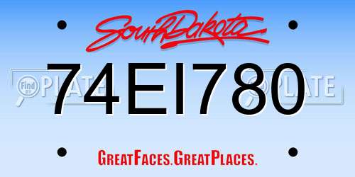 74EI780 South Dakota License Plate