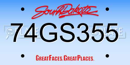 74GS355 South Dakota License Plate