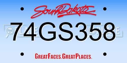 74GS358 South Dakota License Plate
