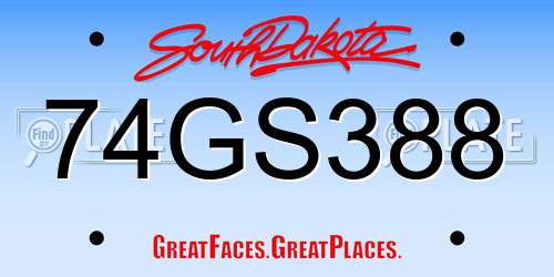74GS388 South Dakota License Plate