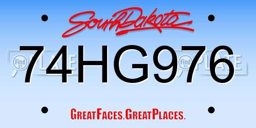 74HG976 South Dakota License Plate