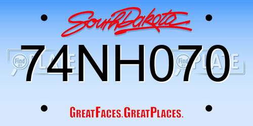 74NH070 South Dakota License Plate
