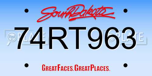 74RT963 South Dakota License Plate