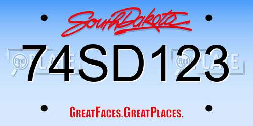 74SD123 South Dakota License Plate