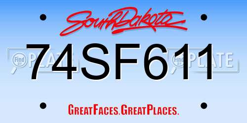 74SF611 South Dakota License Plate