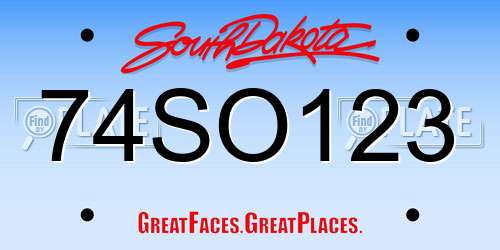 74SO123 South Dakota License Plate