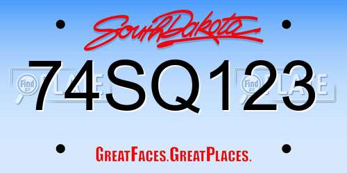 74SQ123 South Dakota License Plate