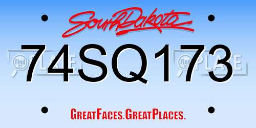 74SQ173 South Dakota License Plate