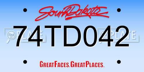 74TD042 South Dakota License Plate