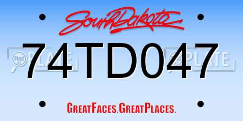 74TD047 South Dakota License Plate