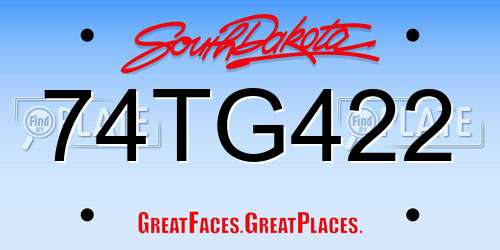 74TG422 South Dakota License Plate