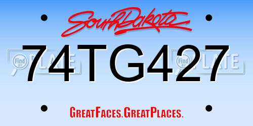 74TG427 South Dakota License Plate
