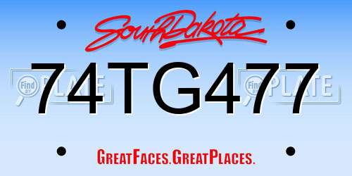 74TG477 South Dakota License Plate