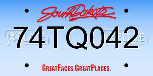 74TQ042 South Dakota License Plate