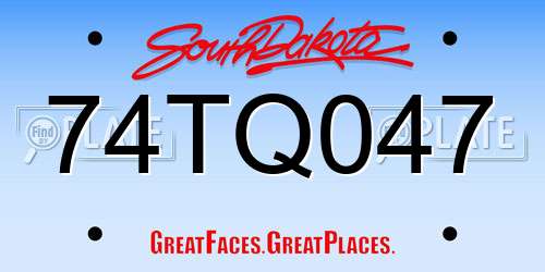 74TQ047 South Dakota License Plate