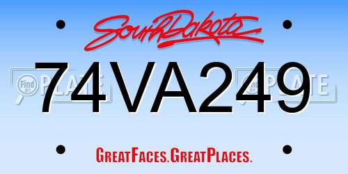 74VA249 South Dakota License Plate