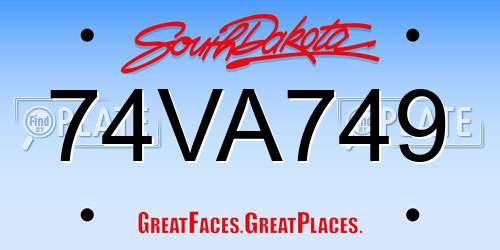 74VA749 South Dakota License Plate