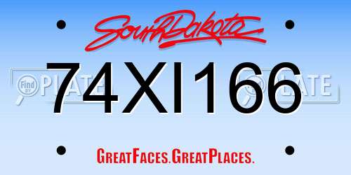 74XI166 South Dakota License Plate