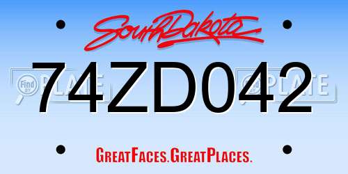 74ZD042 South Dakota License Plate